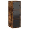 vidaXL Wall Cabinet with Glass Doors Smoked Oak 35x37x100 cm