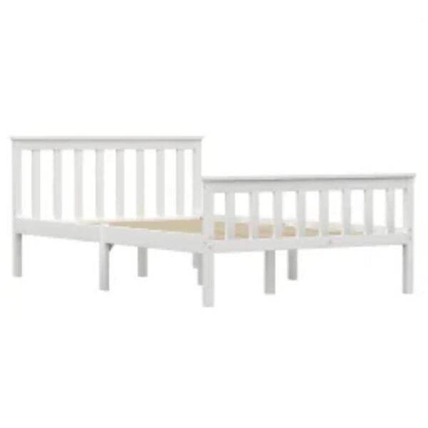 vidaXL Bed Frame without Mattress White Solid Pinewood 120x200 cm