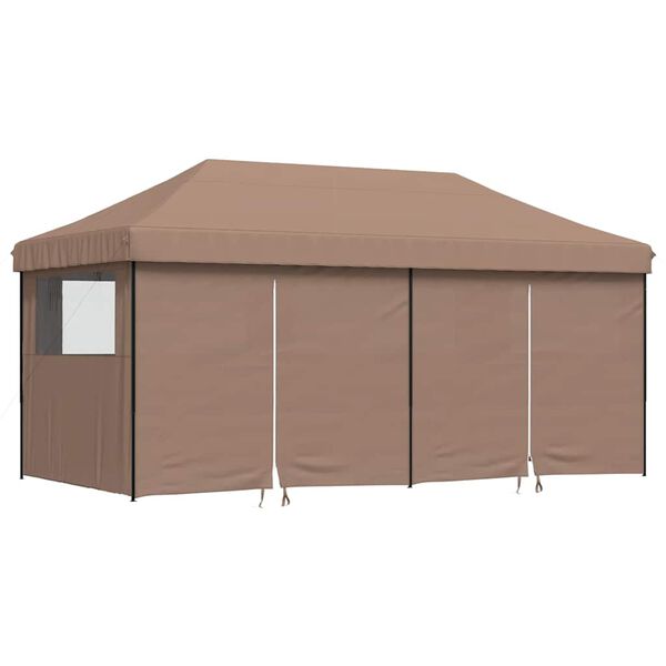 vidaXL Foldable Party Tent Pop-Up with 4 Sidewalls Brown