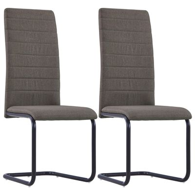 vidaXL Cantilever Dining Chairs 2 pcs Taupe Fabric