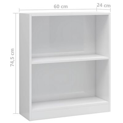 vidaXL Bookshelf High Gloss White 60x24x74.5 cm Engineered Wood
