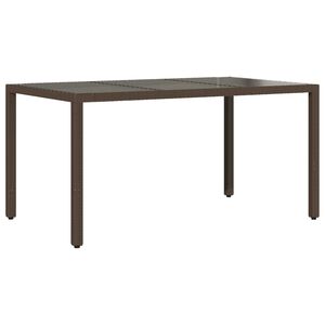 vidaXL Garden Table with Glass Top Brown 150x90x75 cm Poly Rattan