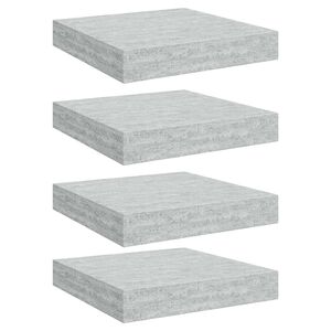 vidaXL Floating Wall Shelves 4 pcs Concrete Grey 23x23.5x3.8 cm MDF