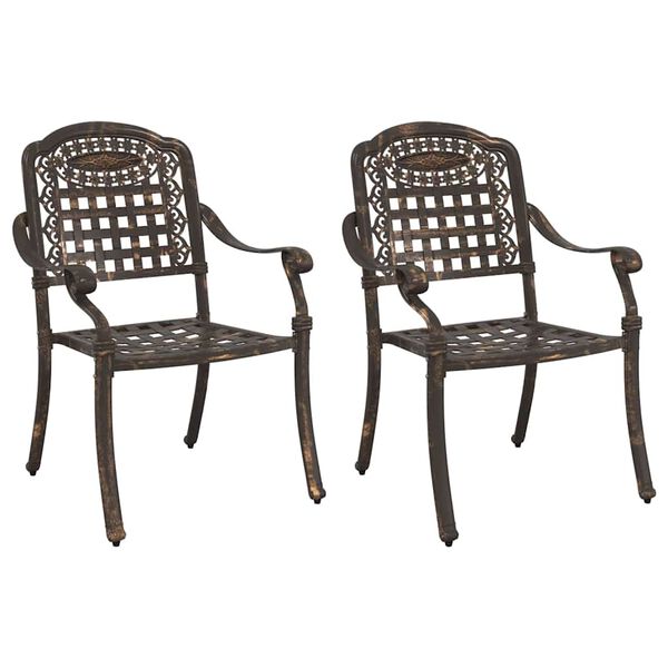 vidaXL Garden Chair 2 pcs Bronze 55 x 56.5 x 91cm Aluminium