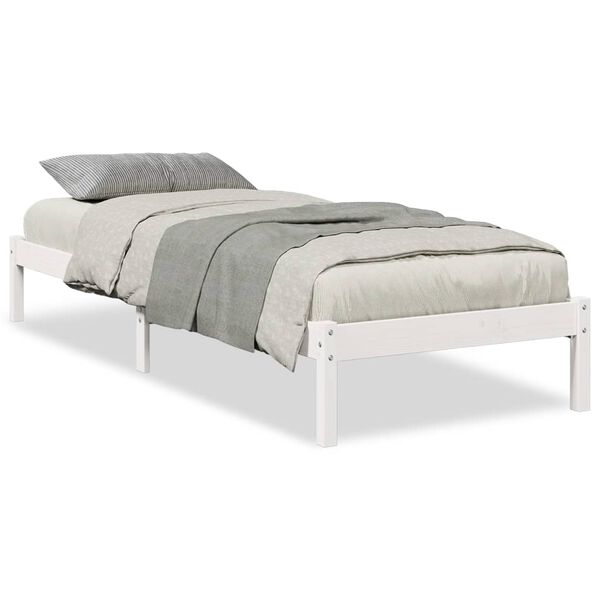 vidaXL Extra Long Bed Frame without Mattress White 90x220 cm Solid Wood Pine