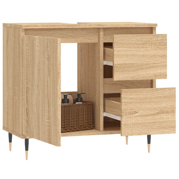 vidaXL Bathroom Cabinet Sonoma Oak 65x33x60 cm Engineered Wood