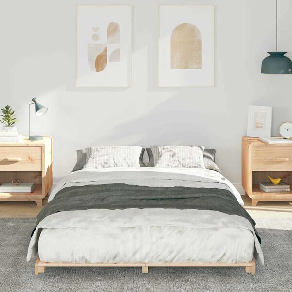 vidaXL Floor Bed Frame Brown 120 x190 cm Solid pine wood