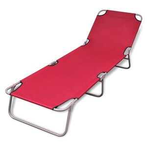 vidaXL Folding Sun Lounger Powder-coated Steel Red
