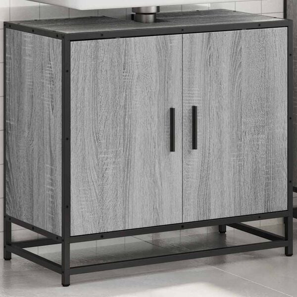 vidaXL Bathroom Sink Cabinet Grey Sonoma 65x33x60 cm Engineered Wood