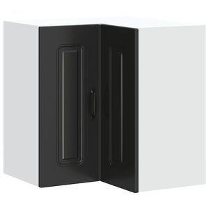 vidaXL Kitchen Wall Corner Cabinet Kalmar Black Engineered Wood