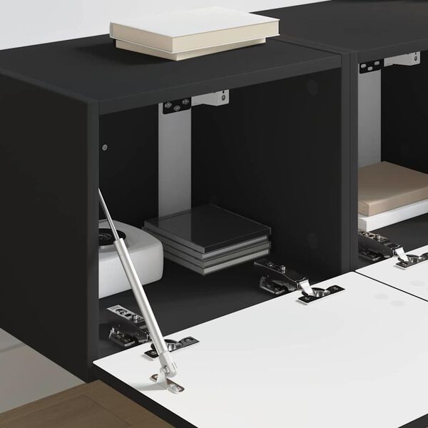 vidaXL TV Wall Cabinet 2 pcs Black 39 x 31 x 29.5 cm Engineered Wood