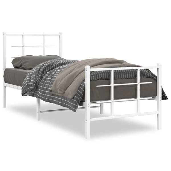 vidaXL Metal Bed Frame without Mattress with Footboard White 80x200cm
