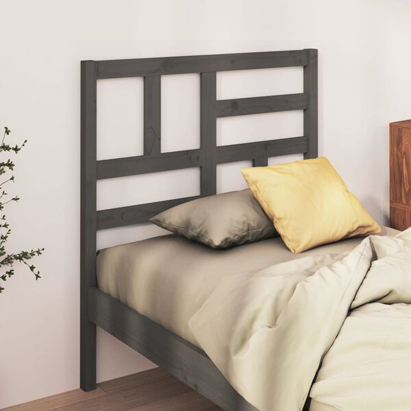 vidaXL Bed Headboard Grey 106x4x104 cm Solid Wood Pine