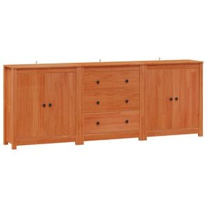 vidaXL Sideboard with Drawer 3 pcs Wax Brown Solid Pine Wood
