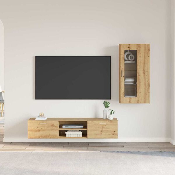 vidaXL TV Cabinet Set with Drawer Artisan Oak Engineered Wood