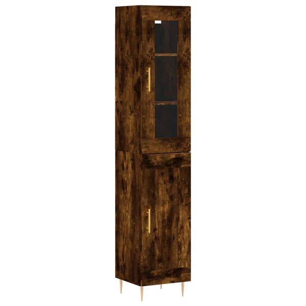 vidaXL Highboard Smoked Oak 34.5x34x180 cm Engineered Wood