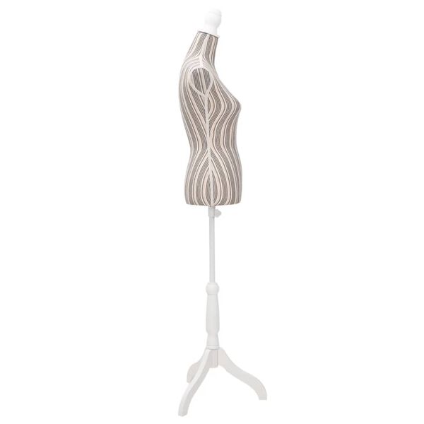 VidaXL Adjustable Ladies Dress Form Mannequin - Grey Linen Torso, Tripod Stand (133-168cm Height)