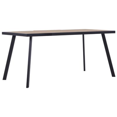 vidaXL Dining Table Light Wood and Black 160x80x75 cm MDF