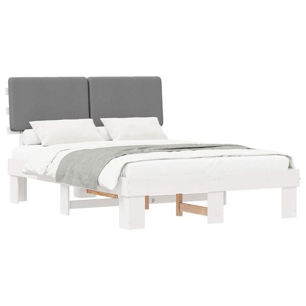 vidaXL Bed Frame with Upholstered Headboard Light Grey 120 x 190 cm