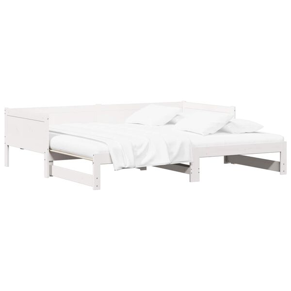 vidaXL Pull-out Day Bed White 180 x 200 cm Solid Pine Wood