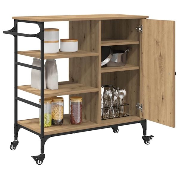 vidaXL Kitchen Trolley Artisan oak & & Black 87.5 x 38.5 x 84.5 cm