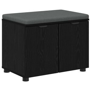 vidaXL Hall Bench Black Oak 60 x 38 x 46 cm Engineered Wood and Fabric