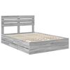 vidaXL Bed Frame with Drawer Grey Sonoma 140 x 200 cm Engineer Wood