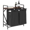 vidaXL Laundry Basket 2 Compartments with Shelf Brown Oak