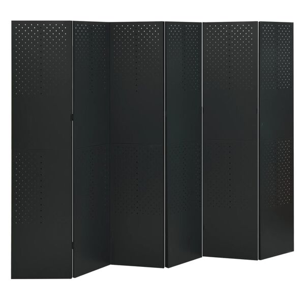 vidaXL 6-Panel Room Dividers 2 pcs Black 240x180 cm Steel