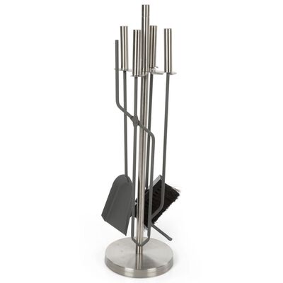 Perel 4 Piece Fireplace Set Stainless Steel