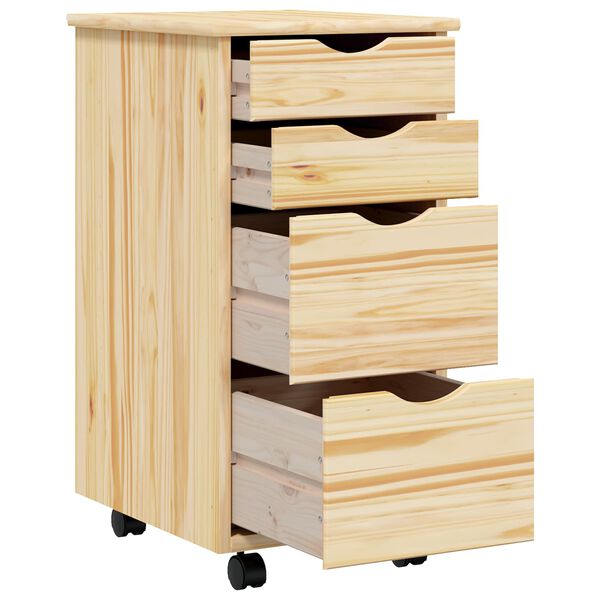 vidaXL Rolling Cabinet with Desk MOSS Clear Varnish 34 x 39 x 65.5 cm