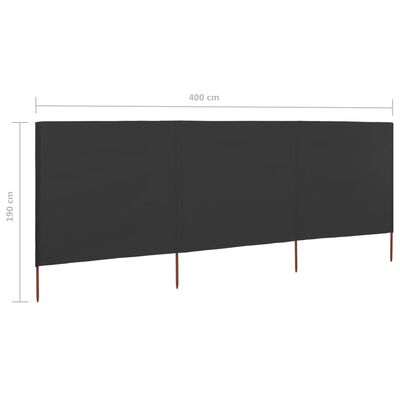 vidaXL 3-panel Wind Screen Fabric 400x160 cm Anthracite