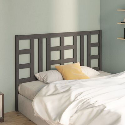 vidaXL Bed Headboard Grey 126x4x100 cm Solid Wood Pine