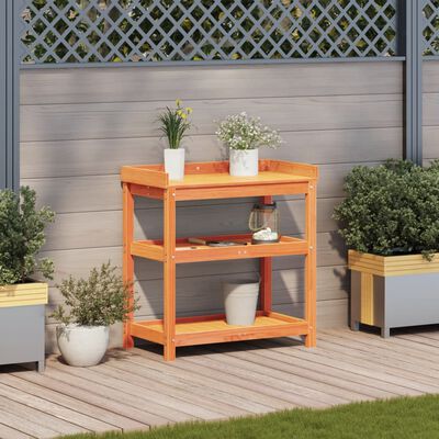 vidaXL Potting Table with Shelves Brown 82.5x45x86.5 cm Solid Wood Pine