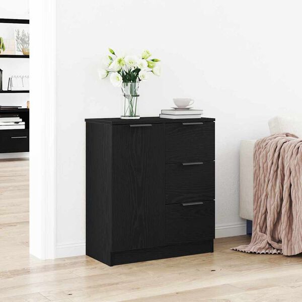 vidaXL Sideboard with Drawer Black Oak 60 x 30 x 70 cm Engineered Wood