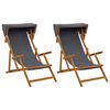 vidaXL Deck Chair 2 pcs 3 Position Solid Eucalyptus Wood Grey