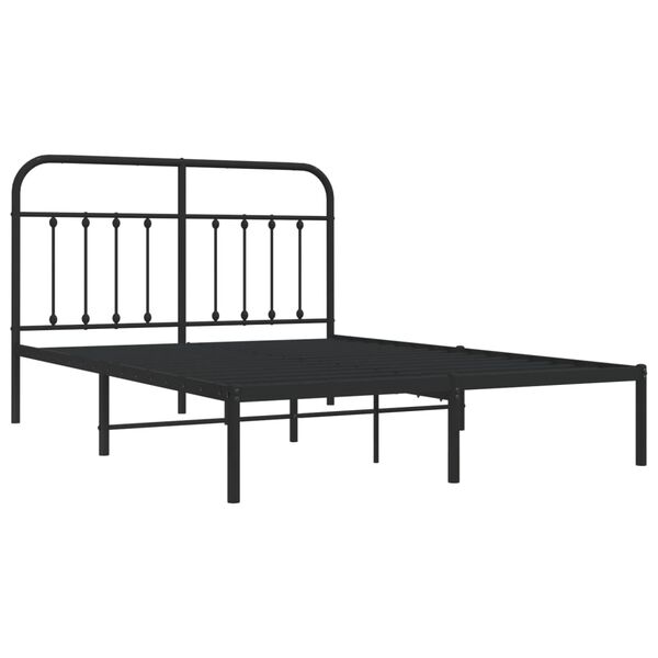 vidaXL Metal Bed Frame without Mattress with Headboard Black 140x190cm