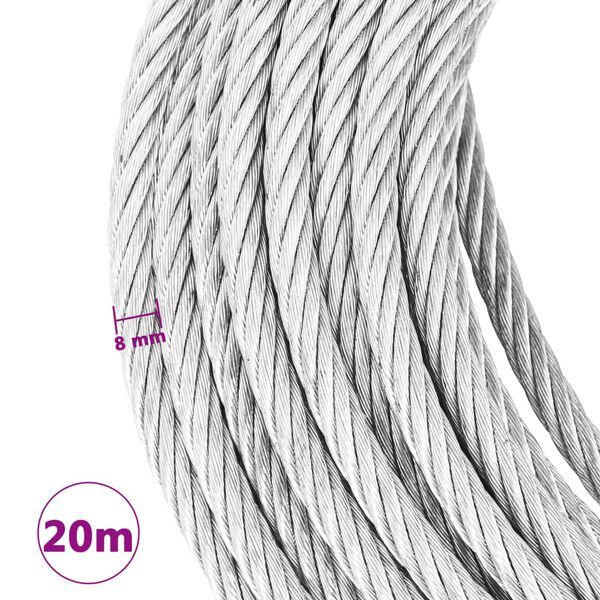 vidaXL Wire Rope Cable 800 kg 20 m