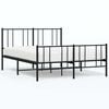 vidaXL Metal Bed Frame without Mattress with Footboard Black 135x190cm