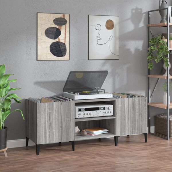 vidaXL Record Cabinet Grey Sonoma 121x38x48 cm Engineered Wood