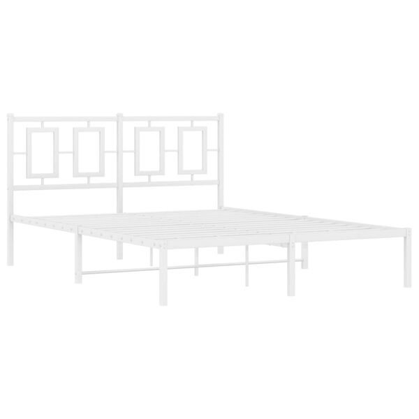 vidaXL Metal Bed Frame without Mattress with Headboard White 140x190cm
