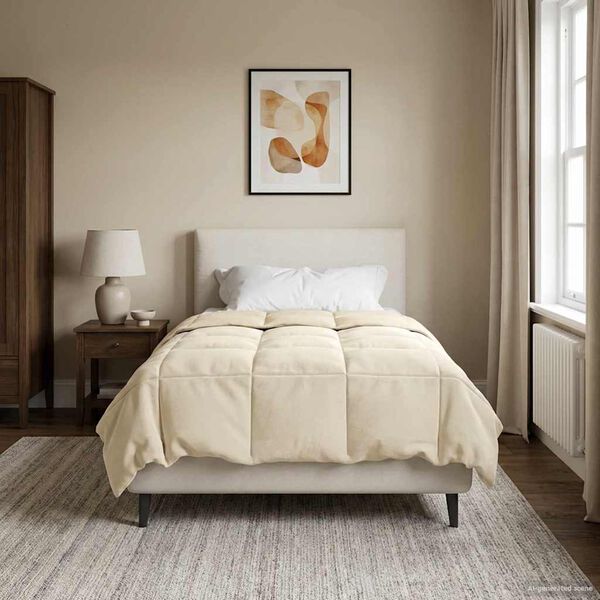 vidaXL Full Year Duvet Quilted Cream 155 x 200 cm Microfiber