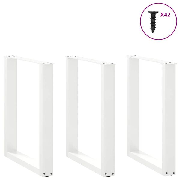 vidaXL Dining Table Legs U-Shaped 3 pcs White 70x(72-73) cm Steel