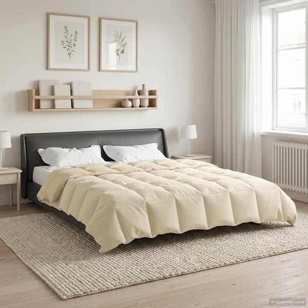 vidaXL Summer Duvet Quilted Cream 220 x 240 cm Microfiber
