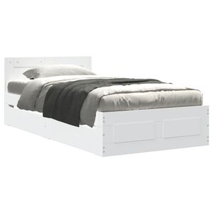 vidaXL Bed Frame with Headboard without Mattress White 75x190 cm Small Single