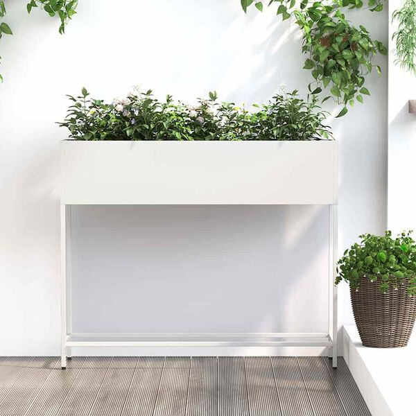 vidaXL Raised Garden Planter White 100 x 26 x 82 cm Steel