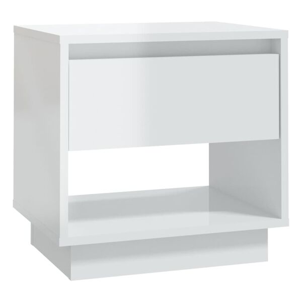 vidaXL Bedside Cabinet High Gloss White 45x34x44 cm Engineered Wood