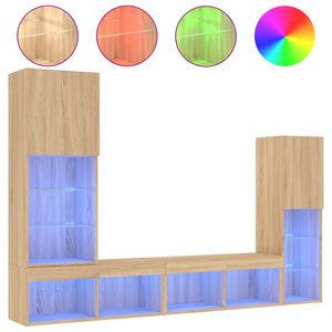 vidaXL 4 Piece TV Wall Units with LED Sonoma Oak Engineered Wood