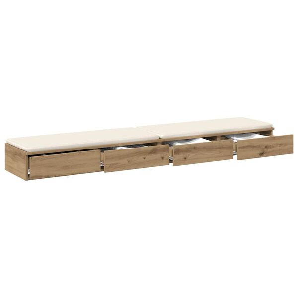 vidaXL Bed Drawers Artisan Oak 180 x 36.5 x 16.5 cm Engineered Wood