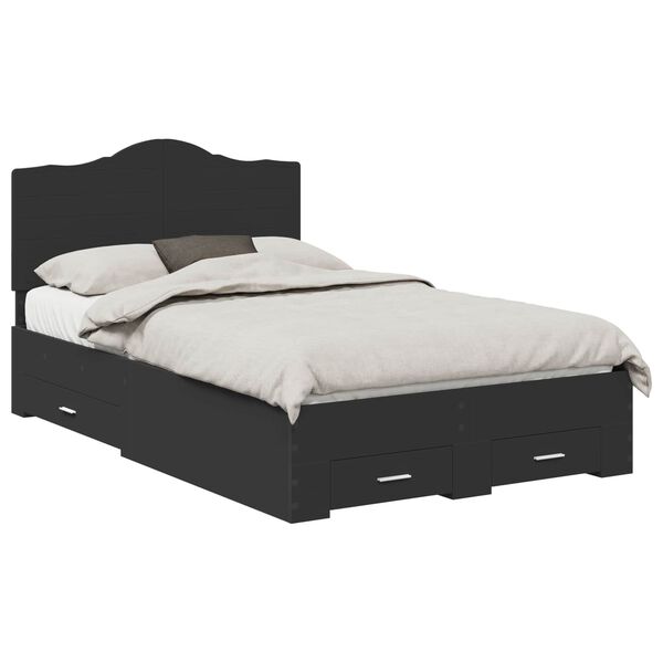 vidaXL Bed Frame with Headboard Black 120 x 200 cm Engineered Wood